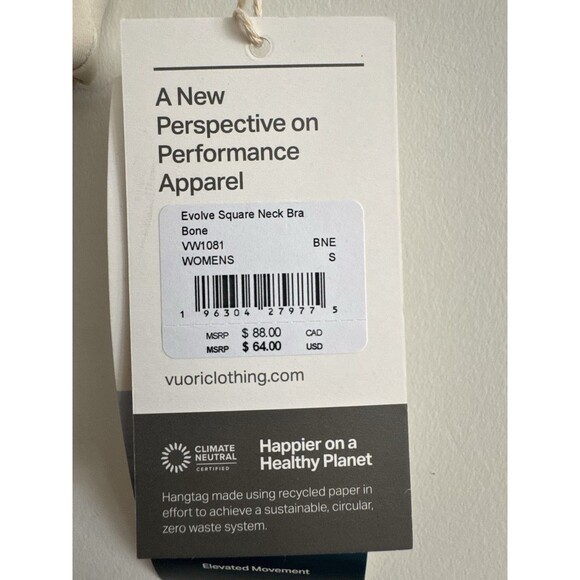 Vuori Evolve Square Neck Wireless Bralette Bone S V1Uplift Blended Fabric VW1081 - Picture 4 of 8